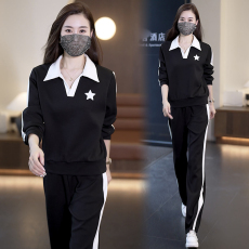 批发长袖女装休闲运动套装2026秋季新款胖MM时尚大码减龄显瘦两件套女