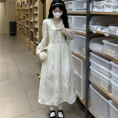 批发实拍秋法式重工刺绣温柔复古<b class='q'>棉布</b><b class='q'>连衣裙</b>长袖百搭中长款裙子