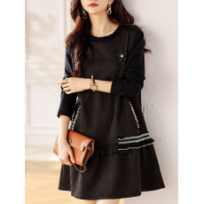 批发限价+12+小视频 春季新款钉珠拼接<b class='q'>连衣裙</b>女2026<b class='q'>荷叶边</b>显瘦<b class='q'>连衣裙</b>