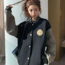 批发刺绣+加绒加厚，美式复古棒球服外套女冬季加厚宽松情侣夹克