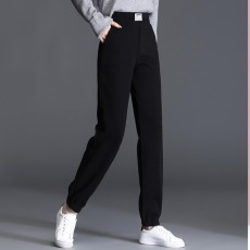 实拍#潮牌卫裤女运动裤秋冬纯棉针织长裤纯色重休闲加绒裤棉卫裤