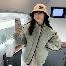 短款菱格轻薄棉服女小个子2023冬新款宽松保暖设计感加厚棉衣外套