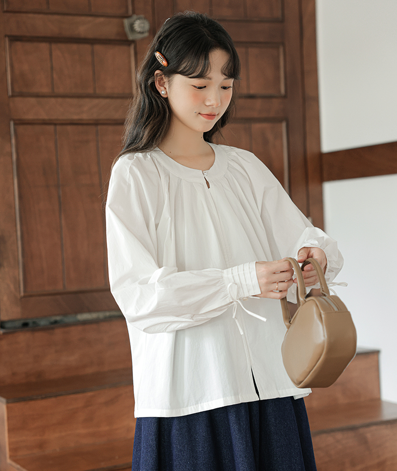 2026 실사 가을 새로운 레트로 루즈핏 디자인 센스 프랑스식 Chic 레이스업 다용도 긴팔 여성 셔츠