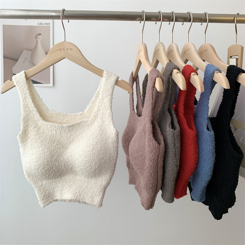 MY15185# 背心毛绒保暖免穿文胸带胸垫一体内衣加绒加厚上衣女裝貨源服裝批發