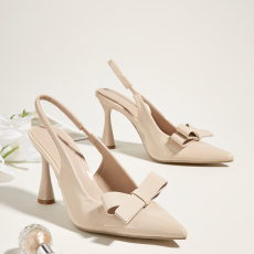 批发惠东代发2024时尚高跟通勤尖头女凉鞋细跟一字带后空纯色百搭单鞋