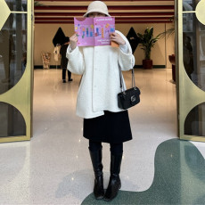 韩版POL领休闲羊毛呢外套大衣女2023秋冬新显瘦羊毛呢风衣大码