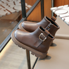 批发儿童马丁靴中大童皮靴2023秋冬新款小女孩短靴公主靴女童加绒童鞋