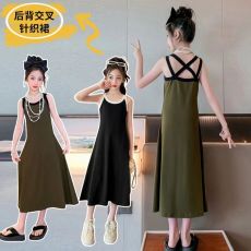 批发女童背心连衣裙<b class='q'>夏</b>季新款中大童装吊带时尚网红<b class='q'>夏</b>装潮流加长裙子