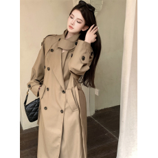 批发实拍实价大翻领<b class='q'>双排扣</b>中长款气质风衣外套