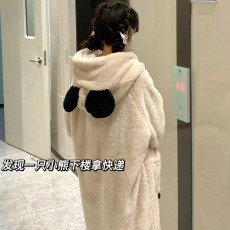 批发爱丽#秋冬季<b class='q'>睡袍</b>女款加厚长毛绒睡衣中长款保暖家居服单袍直播款