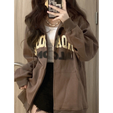 批发仿棉大鱼鳞后包领毛巾绣双层帽美式<b class='q'>开衫</b>拉链外套连帽卫衣