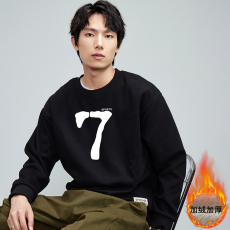 批发新款卫衣男2023秋冬男圆领重磅卫衣加绒加厚印花男上衣长袖T恤男