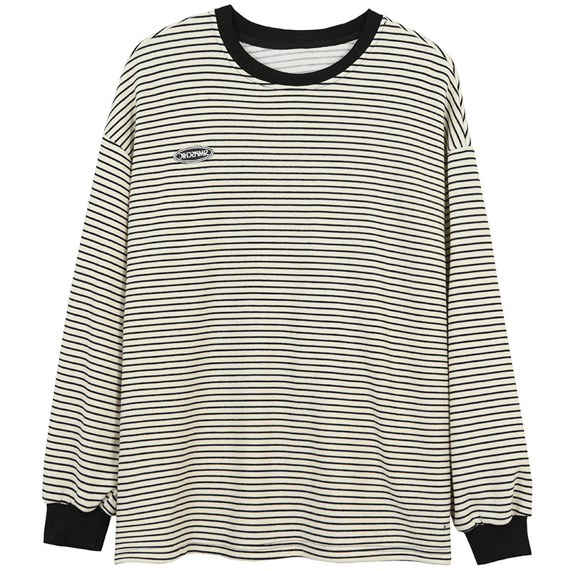 Fashionable super hot striped T-shirt bottoming shirt for women autumn new round neck long-sleeved sweatshirt for women Korean style tops