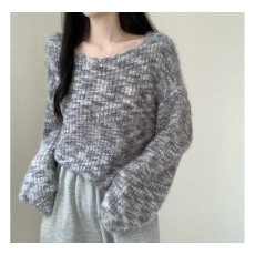 批发已出货 韩国chic秋季新款慵懒风圆领套头毛衣女