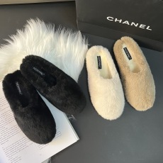 批发2023外穿包头半拖毛鞋网红懒人一脚蹬加绒豆豆鞋