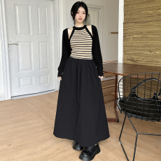 实拍~大码女装秋季新款两件套装针织开衫背心连衣裙上衣披肩外套