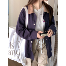 批发实拍设计感小众<b class='q'>碎花</b>长袖外套女秋季甜美撞色显瘦<b class='q'>衬衫</b>上衣韩版