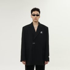 批发设计师黑色廓形高级感小众宽松质感休闲西装外套男潮