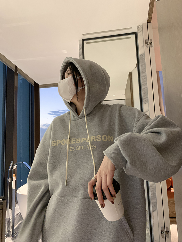 Official picture of Chinese cotton composite thin 310g/plus velvet 410g autumn and winter sweatshirt for women with print