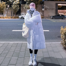 实拍2023冬新款韩版棉服女中长款宽松学生羽绒棉袄加厚面包服外套