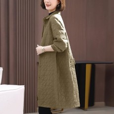 批发秋冬流行夹棉风衣外套女中长款2023新款爆款妈妈宽松轻薄棉衣棉服