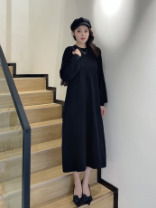 实拍~大码孕妇针织连衣裙秋冬宽松圆显瘦毛衣冬季潮妈女简约