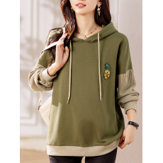 批发限价+12+小视频 连帽抽绳针织拼接<b class='q'>套头卫衣</b>休闲2026宽松韩版卫衣