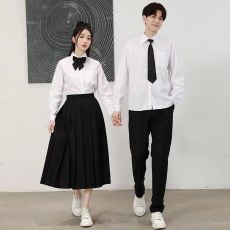 批发跑量百搭白色衬衫、裙子、裤子班服情侣装团体服JK