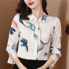 批发袖口有新意仙气袅袅~<b class='q'>真丝</b><b class='q'>衬衫</b>女长袖时尚桑蚕丝上衣