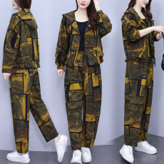 批发实拍大码女装2025秋季新款宽松休闲时尚洋气显瘦气质连帽套装