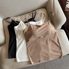 批发实拍大码秋冬无痕磨毛保暖吊带内衣免穿<b class='q'>文胸</b>恒温速热内搭打底背心