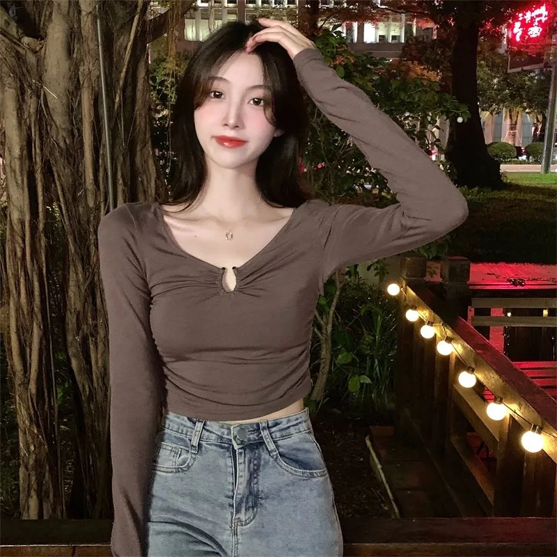 Ammonia velvet autumn long-sleeved T-shirt women's long-sleeved sports versatile women's slim fit Yujie elastic temperament looks slim