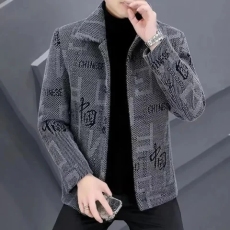 批发男士冬季外套加绒加厚呢子夹克秋冬新款保暖衣服男装短款毛呢大衣