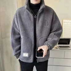 批发2023新款服男装羊羔绒棉衣加绒加厚外套男秋冬季男生体闲衣潮牌