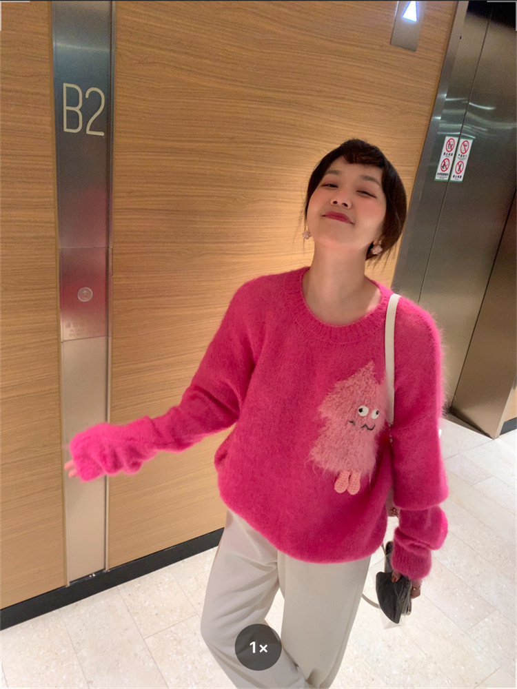 있음 선적 도파민 스웨터 여자 가을 착용 가져 가라. 괴물 풀오버 와이드 부드러운 찹쌀 느긋한 니트 재킷 맨위