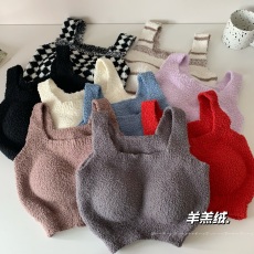 批发实拍实价 背心毛绒保暖免穿文胸带胸垫一体内衣加绒加厚上衣