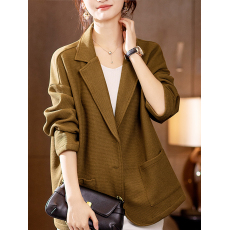 批发限价+12+小视频 华夫格<b class='q'>外套女</b>士西装领宽松长袖2026年春季上衣