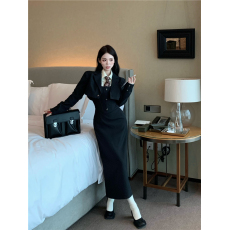 批发JK制服秋装搭配一整套条纹衬衫<b class='q'>西装</b>收腰鱼骨连衣裙<b class='q'>套装</b>