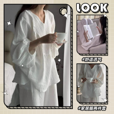 批发优质仿棉ins秋季新款睡<b class='q'>衣</b>女士开衫长袖长<b class='q'>裤</b>仿棉卡通甜美