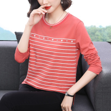 批发春季2026年新款洋气大码宽松<b class='q'>时尚</b><b class='q'>休闲</b>长袖打底衫条纹T恤女上衣