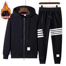 批发纯棉<b class='q'>冬</b>季高品质男潮牌加厚舒适保暖休闲宽松连帽卫开衫衣两件套装