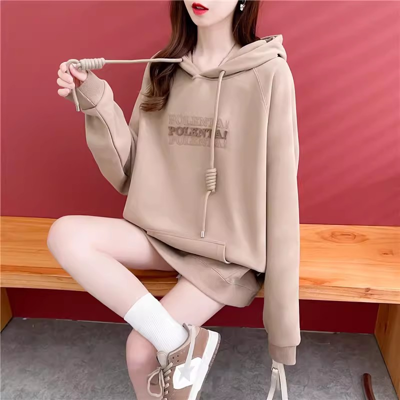 First release of pure cotton Chinese cotton | Back collar | Korean style loose hooded toothbrush embroidered sweatshirt for women