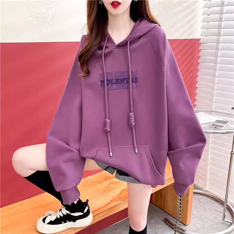 First release of pure cotton Chinese cotton | Back collar | Korean style loose hooded toothbrush embroidered sweatshirt for women