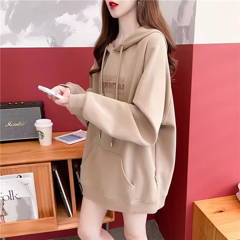 First release of pure cotton Chinese cotton | Back collar | Korean style loose hooded toothbrush embroidered sweatshirt for women