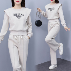 实拍休闲运动服套装女士时尚卫衣2023秋季新款洋气减龄两件套潮