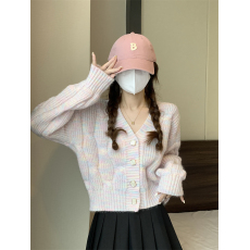 批发实拍实价 秋冬新款甜美针织衫<b class='q'>开衫</b>毛衣外套宽松气质上衣