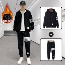 批发纯棉秋<b class='q'>冬</b>季高品质男潮牌加厚舒适保暖休闲宽松连帽卫衣两件套装