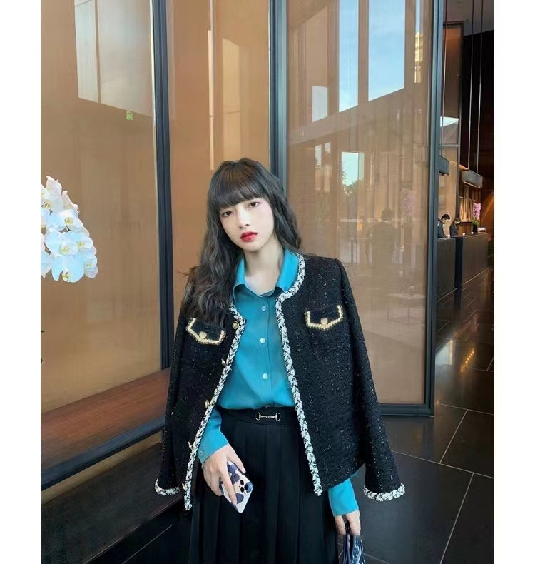 MY14563# 双层有里布气质名媛小香风外套新款小个子法式短款上衣女裝貨...