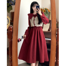 批发大码灯芯绒马甲配连衣裙子女装秋季2025新款娃娃领冬裙套装两件套