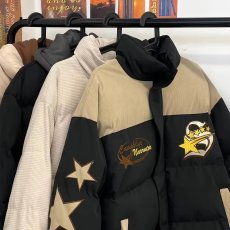 批发亿万少年美式复古拼接棉服外套男女秋冬情侣款国潮牌嘻哈棉衣棉袄